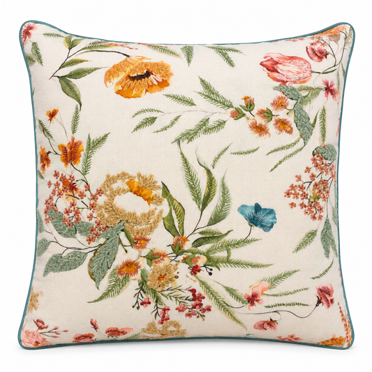Meadow Bloom Embroidered Cushion