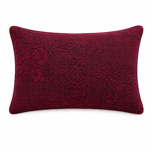 Burgundy Textured Jacquard Lumbar Cushion