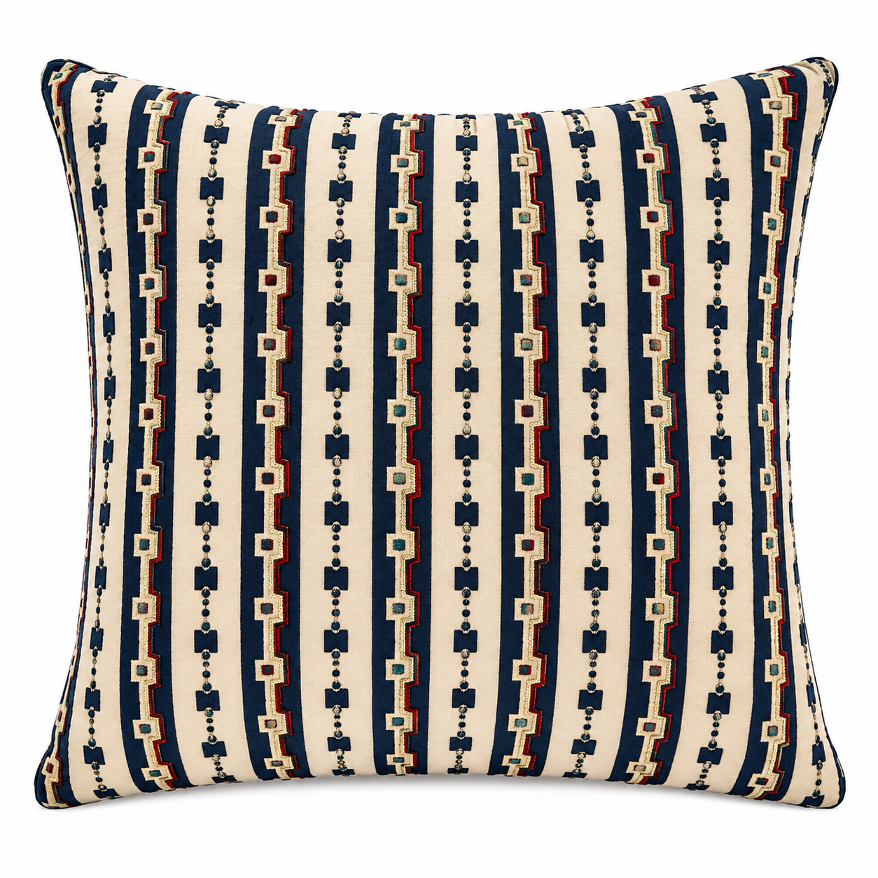 Heritage Stripe Embroidered Cushion