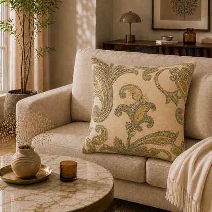 Embroidered Paisley Luxury Decorative Cushion