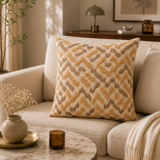 Sandstone Ikat Textured Cushion