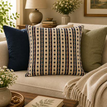 Heritage Stripe Embroidered Cushion