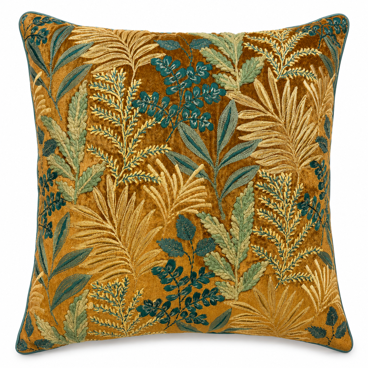 Amber Botanica Velvet Embroidered Cushion