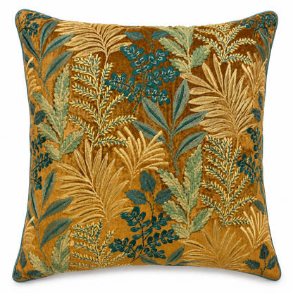 Amber Botanica Velvet Embroidered Cushion