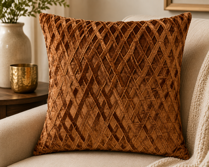 Copper Lattice Velvet Cushion