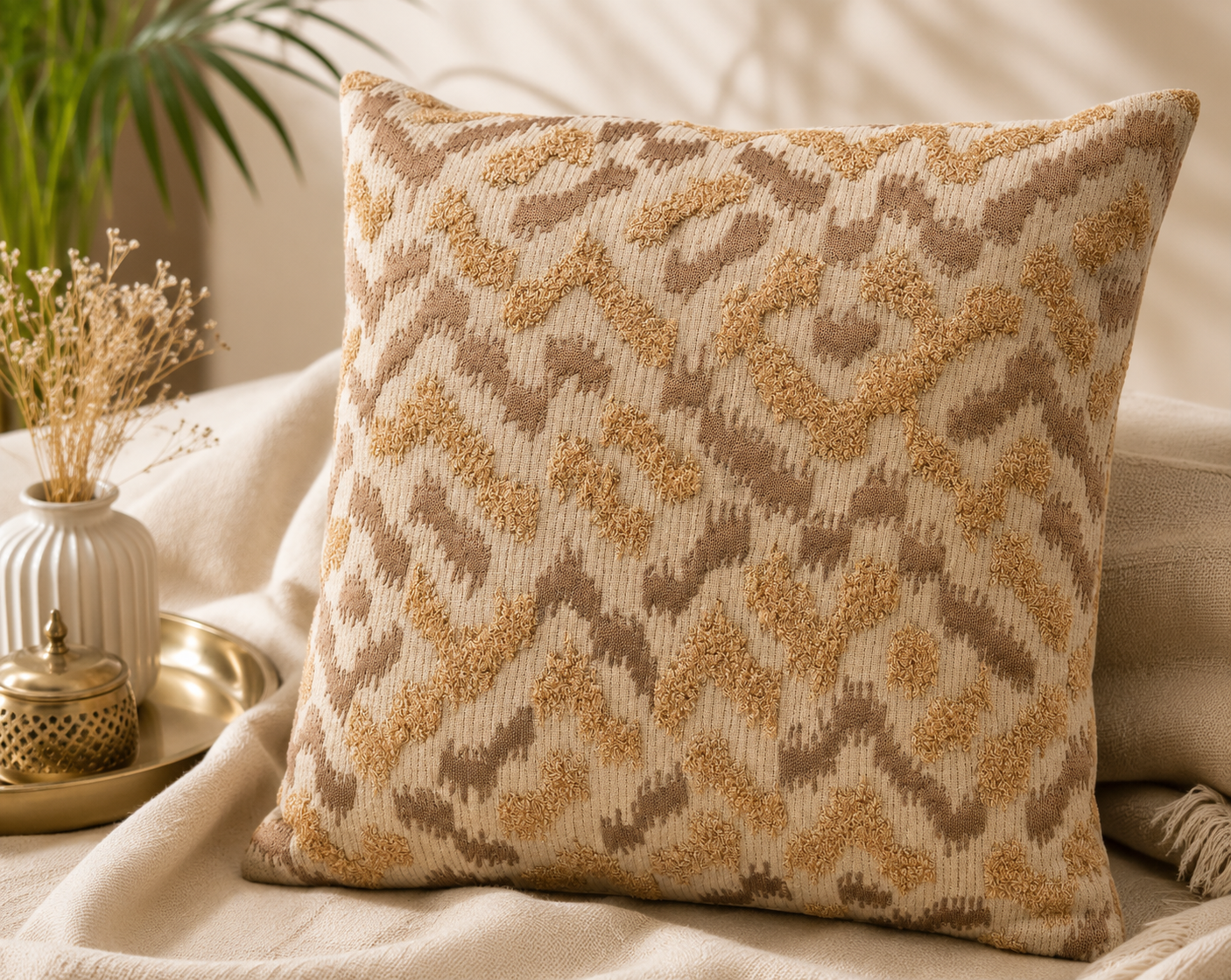 Sandstone Ikat Textured Cushion