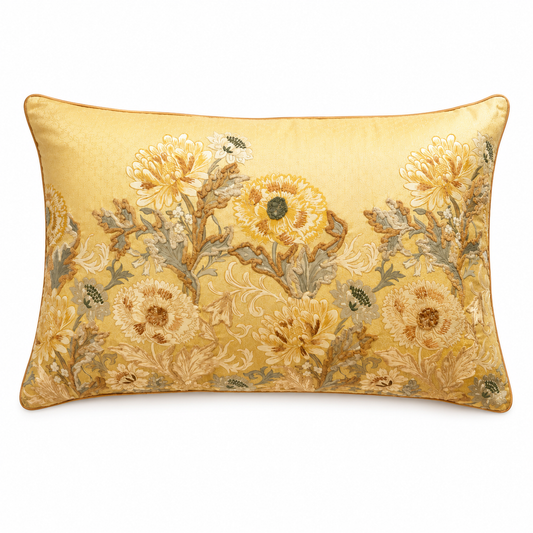 Golden Chrysanthemum Garden Lumbar Cushion