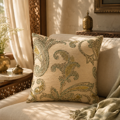 Embroidered Paisley Luxury Decorative Cushion