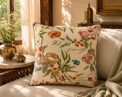 Meadow Bloom Embroidered Cushion