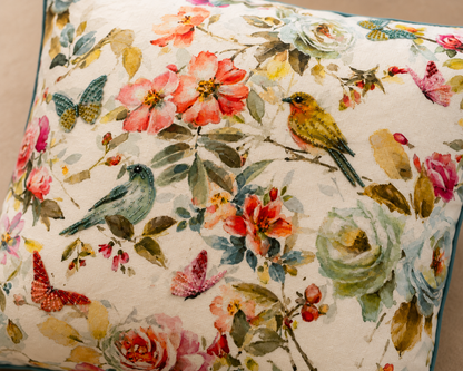 Blossom Aviary Embroidered Cushion