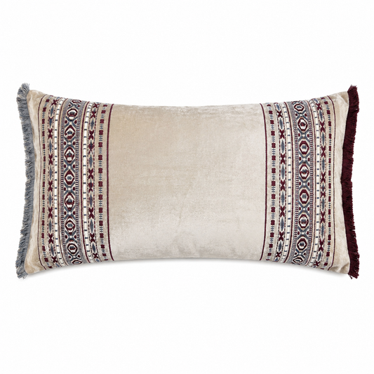 Ivory & Multicolor Tribal Border Lumbar Cushion