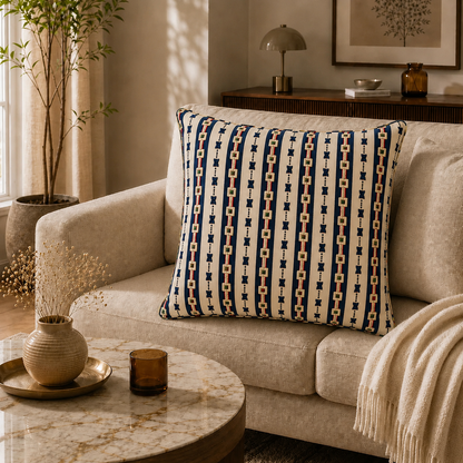 Heritage Stripe Embroidered Cushion