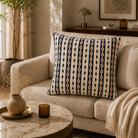 Heritage Stripe Embroidered Cushion