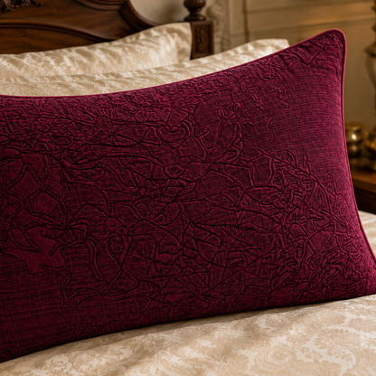 Burgundy Textured Jacquard Lumbar Cushion